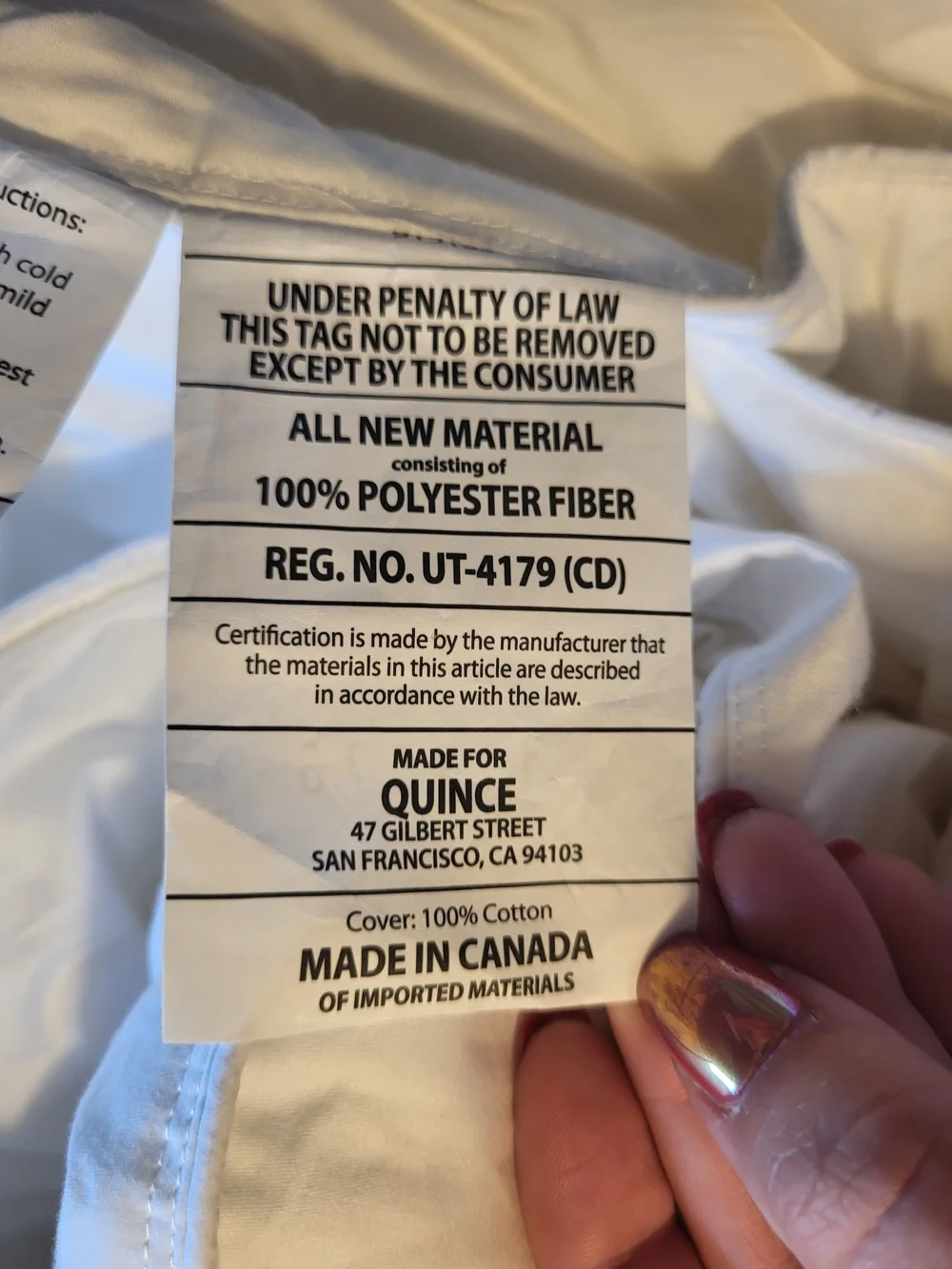 Quince Full/Queen All Season Premium Down Alternative Duvet InsertComforter NEW